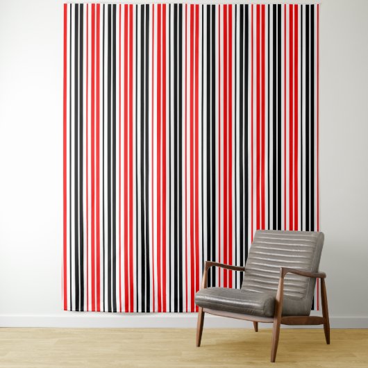 Rot Schwarz Weiß Streifen Muster Design Wandteppich (Beispiel)