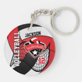 Rot, Schwarz, Weiß und Volleyball-Design Schlüsselanhänger (Rückseite)