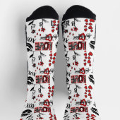 Rot Schwarz Weiß Valentinstag-Motiv Socken (Oben)