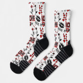 Rot Schwarz Weiß Valentinstag-Motiv Socken (Links)