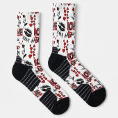 Rot Schwarz Weiß Valentinstag-Motiv Socken (Rechts)