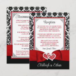 Rot, Schwarz, Weiße Damaskus, Liebe Herz Umschließ RSVP Karte