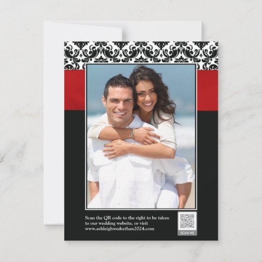 Rot, Schwarz, Weiße Liebe Herz Foto Save the Date (Rückseite)