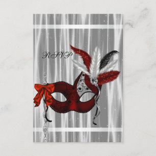 Rot-Schwarz-Weiße Maskenparty RSVP Karte