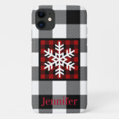 Rot, Schwarz, Weißes Buffalo Kariert, Schneeflocke Case-Mate iPhone Hülle (Rückseite)