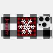 Rot, Schwarz, Weißes Buffalo Kariert, Schneeflocke Case-Mate iPhone Hülle (Rückseite (Horizontal))
