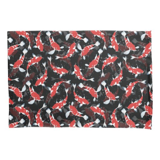 Rot-Schwarz-Wiederholungsmotiv | Koi Fish Pattern Kissenbezug (Vorderseite)