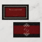 Rot-Schwarz-Winter-Hochzeitstischkarte Platzkarte (Vorne/Hinten)