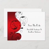 Rot-Schwarz-Wirbel Save the Date Ankündigungspostkarte (Vorne/Hinten)