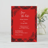 Rot-Schwarz-Zellitiktratan-Hochzeitsmuster Einladung (Stehend Vorderseite)