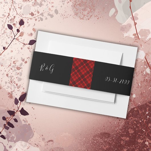 Rot-Schwarz-Zellitiktratan-Hochzeitsmuster Einladungsbanderole