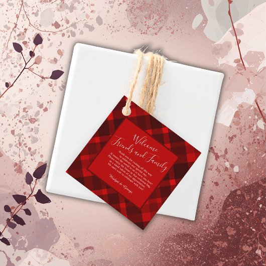 Rot-Schwarz-Zellitiktratan-Hochzeitsmuster Geschenkanhänger