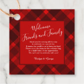 Rot-Schwarz-Zellitiktratan-Hochzeitsmuster Geschenkanhänger (Vorderseite)