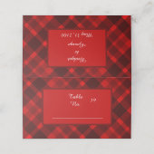 Rot-Schwarz-Zellitiktratan-Hochzeitsmuster Platzkarte (Außenseite Aufgefaltet)