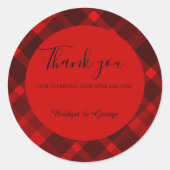 Rot-Schwarz-Zellitiktratan-Hochzeitsmuster Runder Aufkleber (Vorderseite)