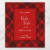 Rot-Schwarz-Zellitiktratan-Hochzeitsmuster Weinetikett (Einzelnes Label)