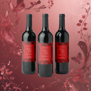 Rot-Schwarz-Zellitiktratan-Hochzeitsmuster Weinetikett