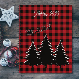 Rot - Schwarze Buffalo Karierte Bäume und Santa Notizblock