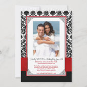 Rot, schwarze Damaske Liebe Herz Hochzeit Einladung (Rückseite)