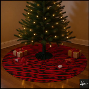 Rot-schwarze diagonale Streifen Grafik-Schleife Polyester Weihnachtsbaumdecke