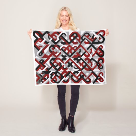 Rot-Schwarze geometrische Muster-Fliesblanke Fleecedecke (Beispiel)