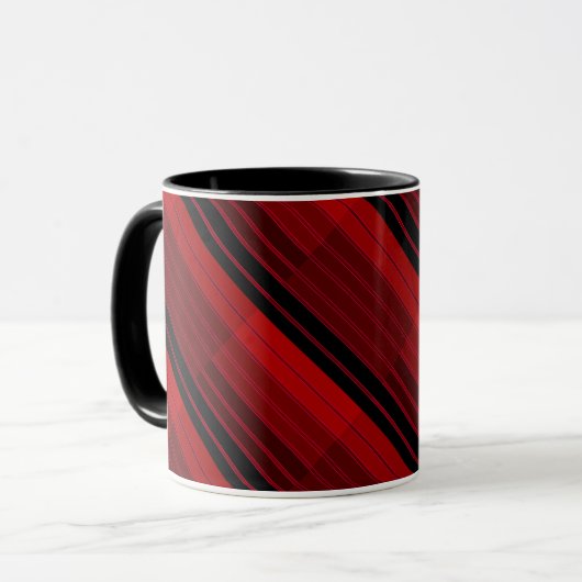 Rot-schwarze geometrische Patchworkdecke Tasse (Vorderseite Links)