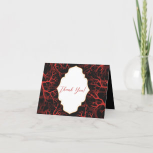 Rot-Schwarze Kalligrafie-Gotische Hochzeit Dankeskarte