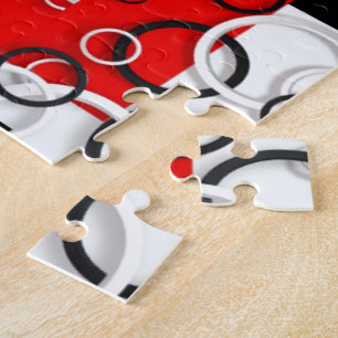 Rot-Schwarze-Kreise-Sherpa-Wurfdecke Puzzle