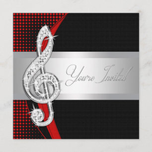 Rot-Schwarze Musik Treble-Clef-Einladungen zum Kon Einladung