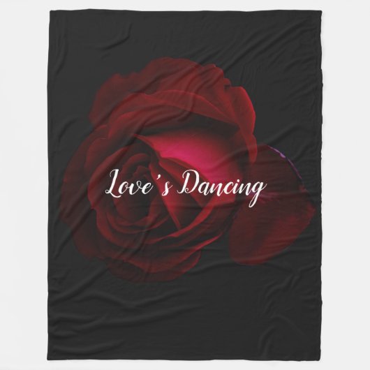 Rot, schwarze Rose Fleecedecke (Vorderseite)
