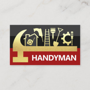 Rot-Schwarze Schichten Gold Hammer Handwerker Werk Visitenkarte