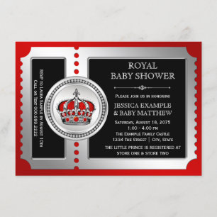 Rot-schwarze silberne Prinz-Baby-Shower-Einladunge Einladung