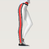 Rot/Schwarze Streifen auf Weiß Leggings (Rechts)