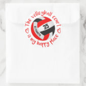 Rot schwarzen Volleyball glücklicher Ort mädchenha Runder Aufkleber (Tasche)