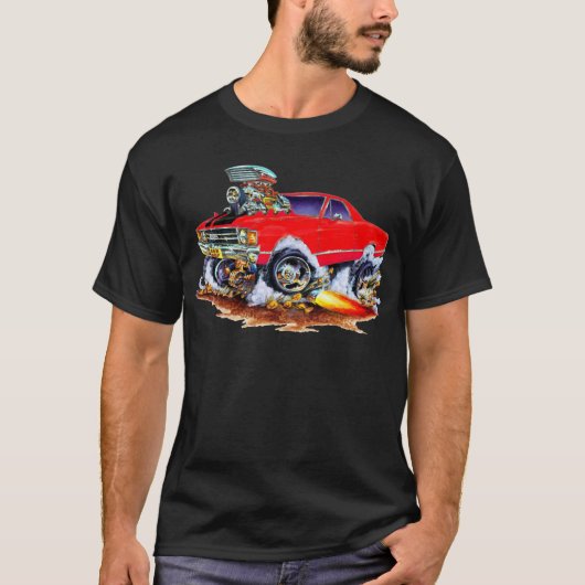 Rot-Schwarzer LKW 1971-72 EL Camino Monster-4x4 T-Shirt (Vorderseite)