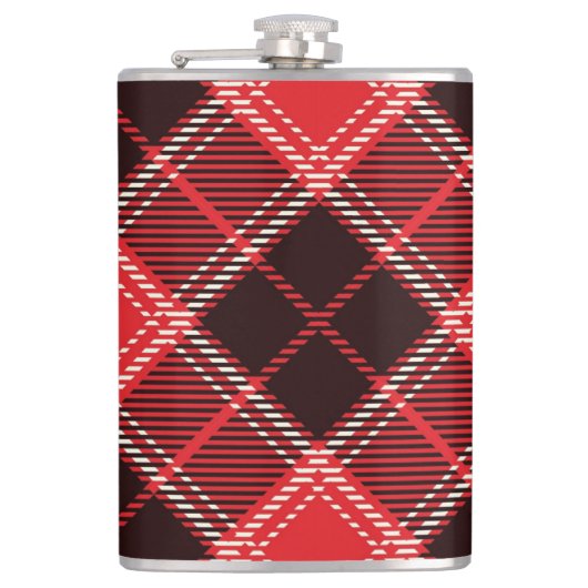 Rot-schwarzer Tartan Flachmann (Vorderseite)
