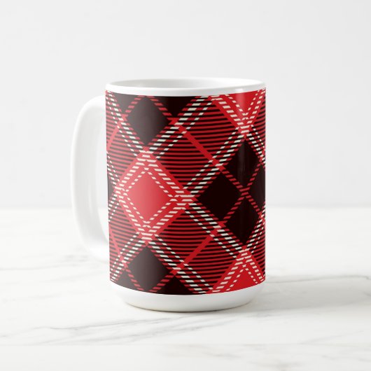 Rot-Schwarzer Tartan Kaffeetasse (Vorderseite Links)