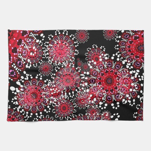 Rot+Schwarzes abstraktes Batik-Kunst-Tee-Tuch Handtuch (Horizontal)
