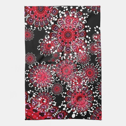 Rot+Schwarzes abstraktes Batik-Kunst-Tee-Tuch Handtuch (Vertikal)