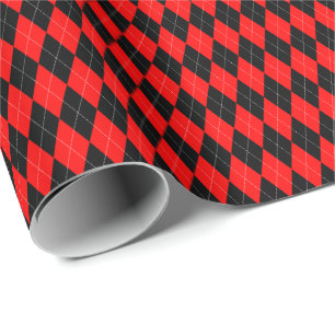 Rot-schwarzes Argyle-Geschenkpapier Geschenkpapier