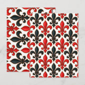Rot-schwarzes Barock-Lilienmuster-Design  Postkarte (Vorne/Hinten)