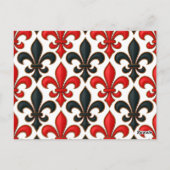 Rot-schwarzes Barock-Lilienmuster-Design  Postkarte (Rückseite)