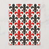 Rot-schwarzes Barock-Lilienmuster-Design  Postkarte (Vorderseite)