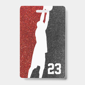 Rot-schwarzes Basketball-Trikot mit Glitter Ausweis