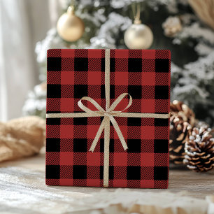 Rot-schwarzes Büffel-Karo-Gingham-Holzfäller-Muste Geschenkpapier