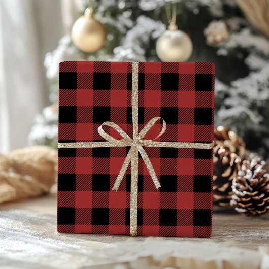 Rot-schwarzes Büffel-Karo-Gingham-Holzfäller-Muste Geschenkpapier