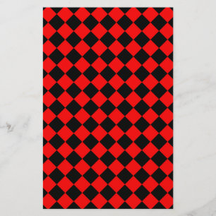 Rot-Schwarzes Diamant-Harlekin-Schachbrettmuster Briefpapier