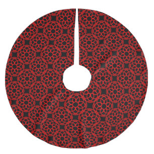 Rot-schwarzes geometrisches nahtloses Muster Polyester Weihnachtsbaumdecke
