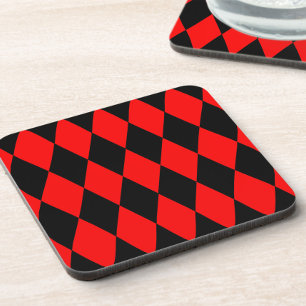 Rot-schwarzes Harlekin-Diamant-Schachbrett-Design  Getränkeuntersetzer