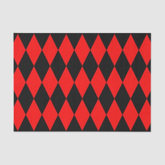 Rot-schwarzes Harlekin-Diamant-Schachbrett-Design  Seidenpapier (Vorderseite)